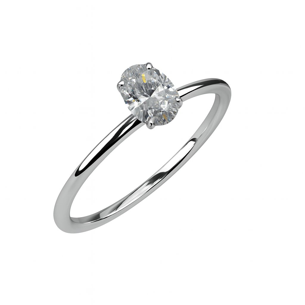 Lab-grown witgouden ovaal solitair ring 1-0.40crt